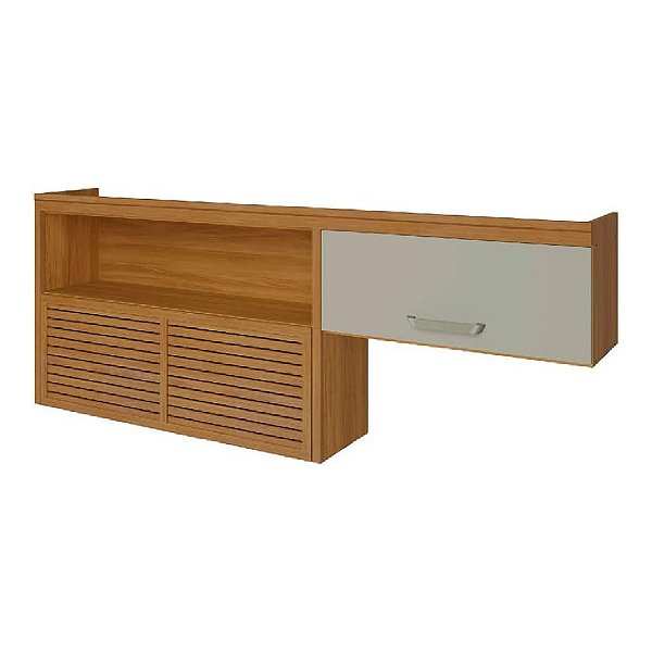 Armário Aéreo Nesher Princesa 2 Portas Nicho 200cm MDF Freijó com Off White