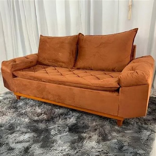 Sofá Boareto Berlim 2m Veludo Terracota