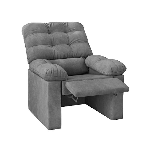 Poltrona do Papai Flash 1 lugar 0,80 x 0,80 x 0,75 Tecido Veludo Cinza