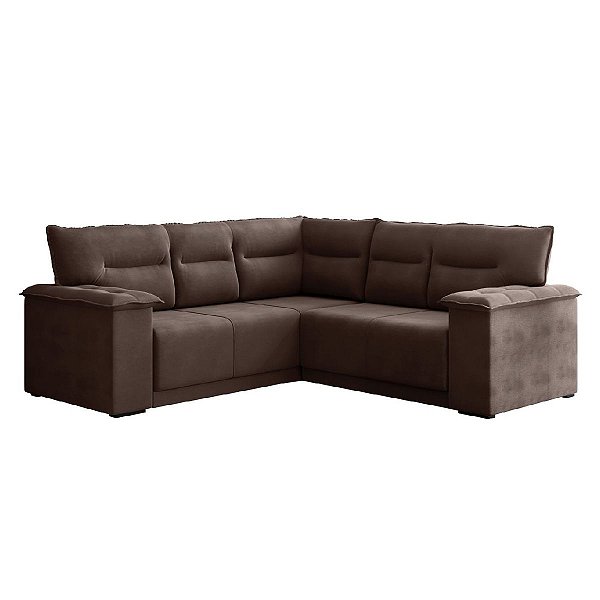 Sofá de Canto 0,95 x 1,95 x 1,95 Flash Atlanta Canto Veludo Marrom