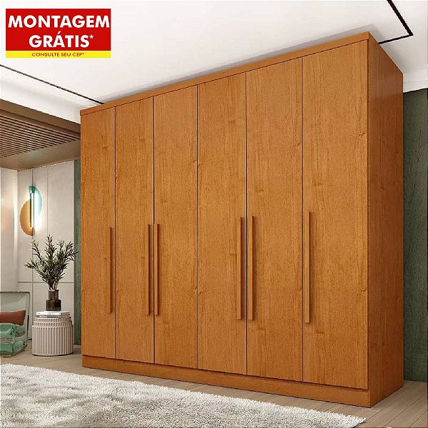 Guarda Roupa Tcil Veneza 6 Portas e 4 Gavetas 2,34m x 2,39m x 0,55m Cinamomo