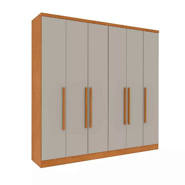 Guarda Roupa Tcil Veneza 6 Portas e 4 Gavetas 2,34m x 2,39m x 0,55m Cinamomo com Off White