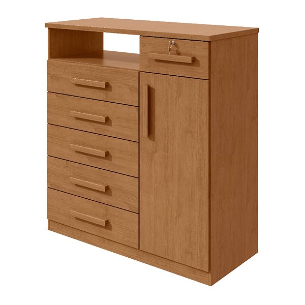 Cômoda Sapateira 6 Gavetas 1 Porta Lopas Da Vinci Amendoa Clean