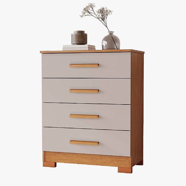 Cômoda 4 Gavetas 98cm JCM Lídia Cinamomo/Off White