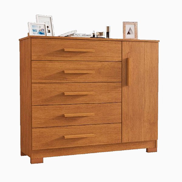 Cômoda Sapateira 5 Gavetas 1 Porta JCM Pietra Cinamomo