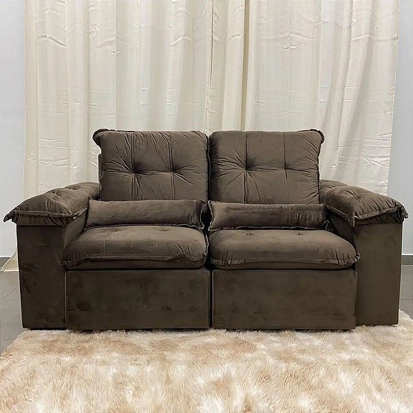 Sofá Retrátil Aifos Arsenal 2,30m Reclinável Pillow D28 Marrom