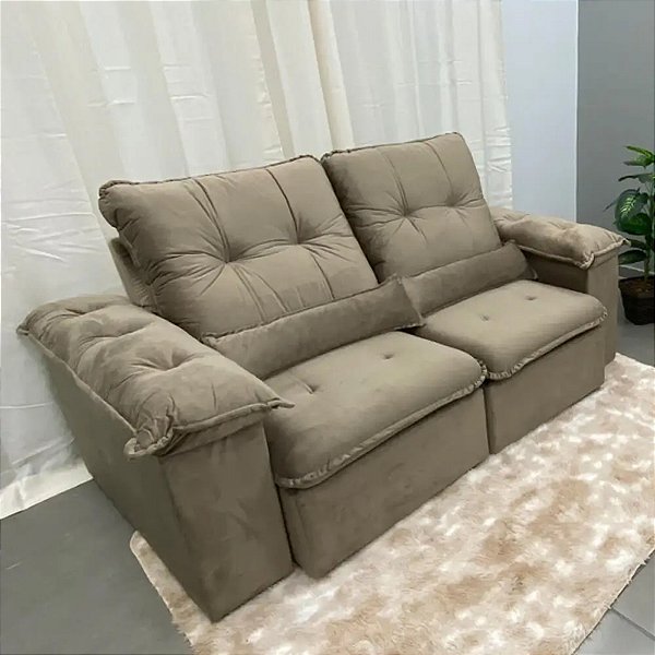 Sofá Aifos Arsenal 2,30m Retrátil Reclinável 3 Lugares Pillow D28 Bege