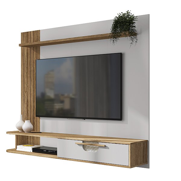 Painel Bechara Jeri 1,36m x 1,60m 0,32m Cinamomo com Off White