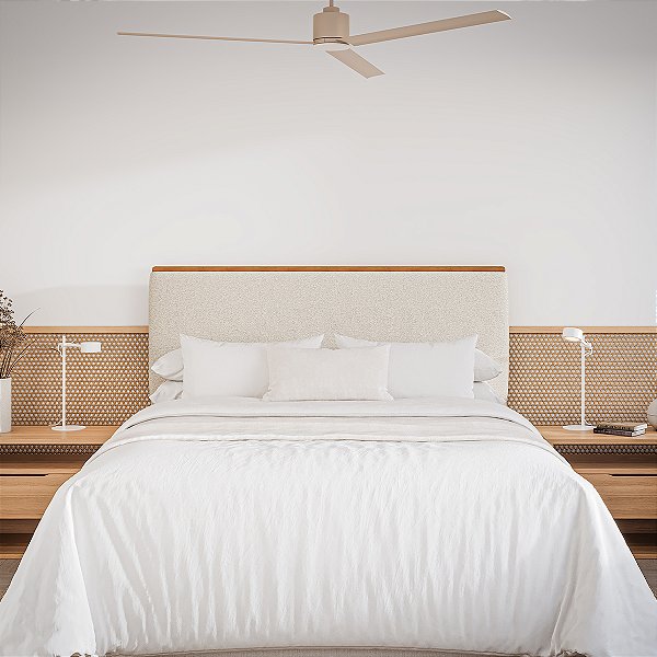 Cabeceira Bonan Line Casal 1,40m Tecido Boucle Areia