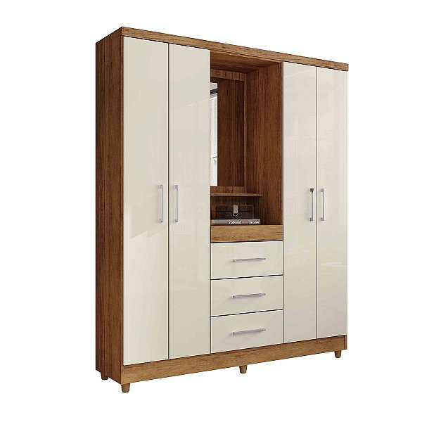 Guarda Roupas Rud Rack Capelinha Lyon 1,90m x 1,50m x 0,42m Cedro com Areia