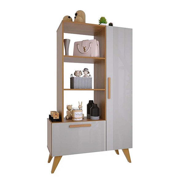 Armário Muktiuso Indekes 6213 1,40m x 0,80m x 0,35m 1 Porta 1 Gaveta Freijó com Off White