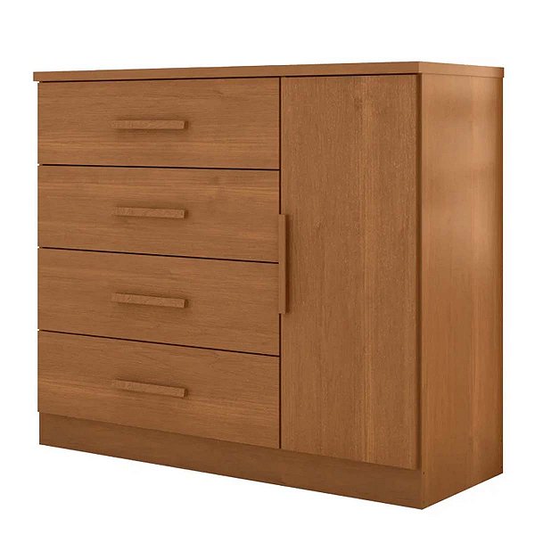Comoda Sapateira Zanzini Genova Plus 1 Porta e 4 Gavetas 1,14m x 0,98m Cinamomo