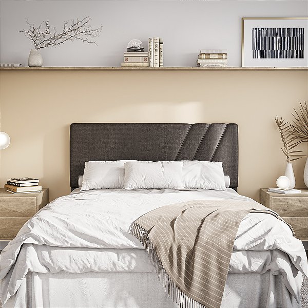 Cabeceira Queen Bonan Mileto 160cm D16 Corino Milão Marrom