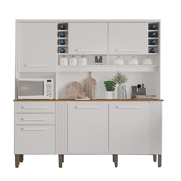 Kit Cozinha Compacta Salleto Catar Portas 2 Gavetas 2,00m x 2,00m Branco
