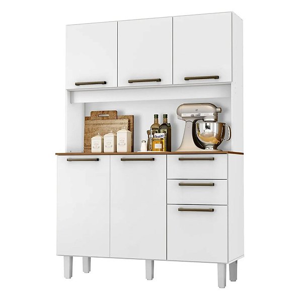 Kit Cozinha Zanzini Pop 6 Portas 2 Gavetas 1,74m x 1,20m Branco