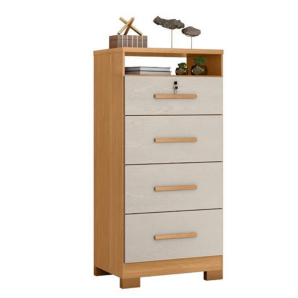 Comoda Zanzini Primordial Max 4 Gavetas 0,61m x 1,29m Cinamomo com Areia