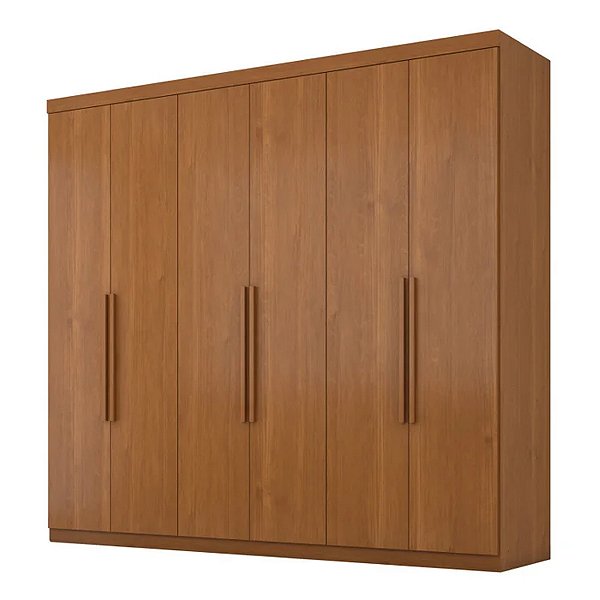 Guarda Roupa Zanzini Evidence Plus 2,30m x 2,30m 6 Portas 4 Gavetas Cinamomo
