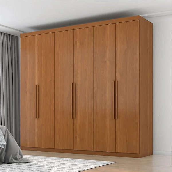 Guarda Roupa Zanzini Evidence Plus 2,30m x 2,30m 6 Portas 4 Gavetas Cinamomo