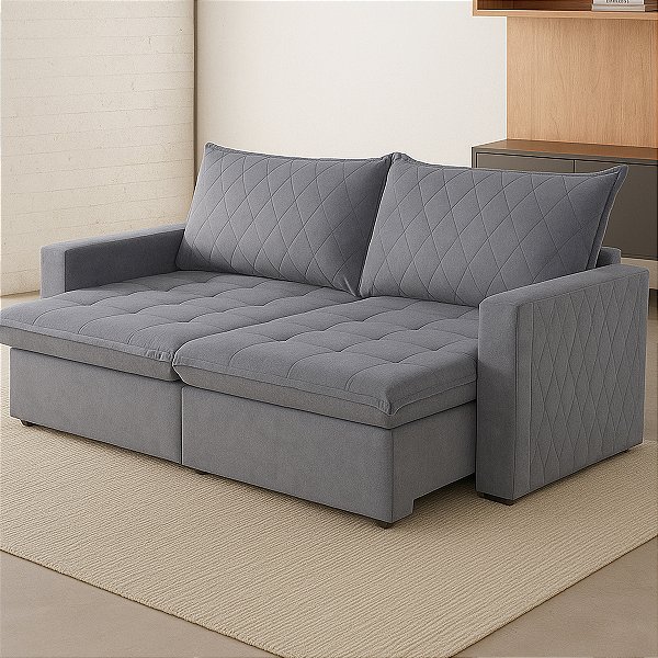 Sofá Cama Teixeria Bauru 3 lugares D-28 2m Pillow Top Chumbo