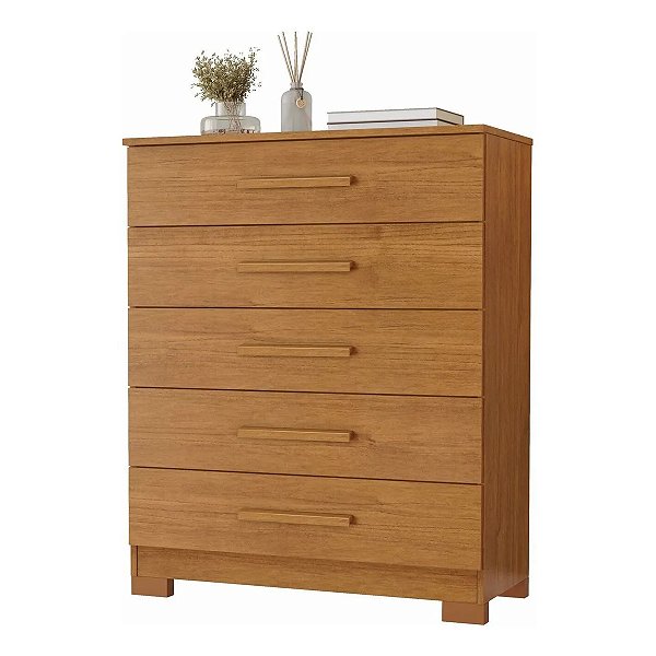 Cômoda 5 Gavetas 1,20m x 82cm x 43cm JCM Cristina Cinamomo