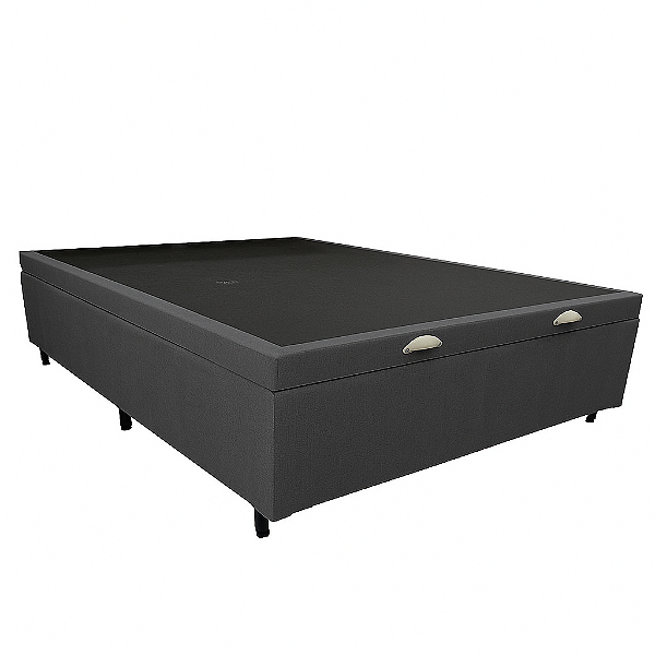 Base Bau Dream Box Vazado 1,38m x 1,88m x 0,41m Tecido Linhão Cinza