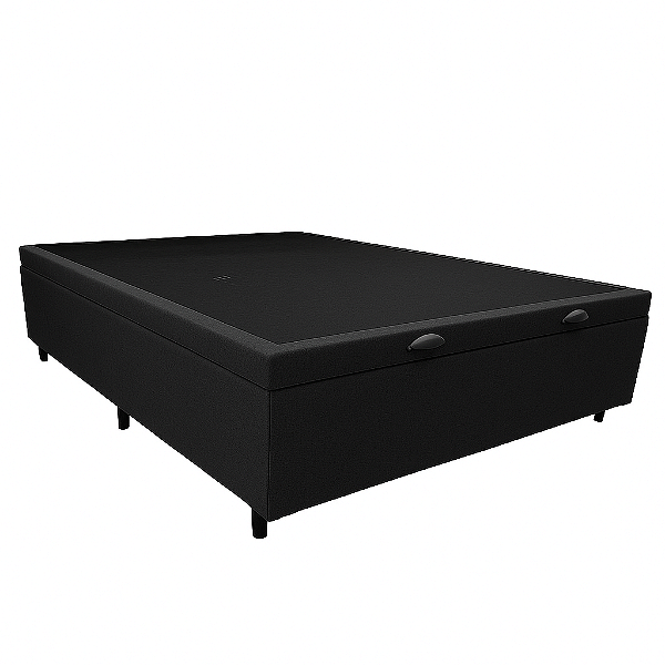 Base Bau Dream Box Vazado 1,38m x 1,88m x 0,41m Tecido Linhão Preto