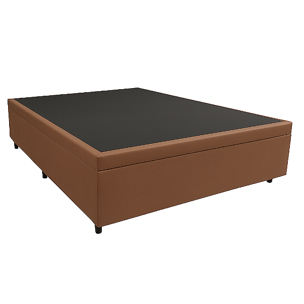 Base Bau Dream Box Vazado 1,38m x 1,88m x 0,41m Tecido Linhão Marrom