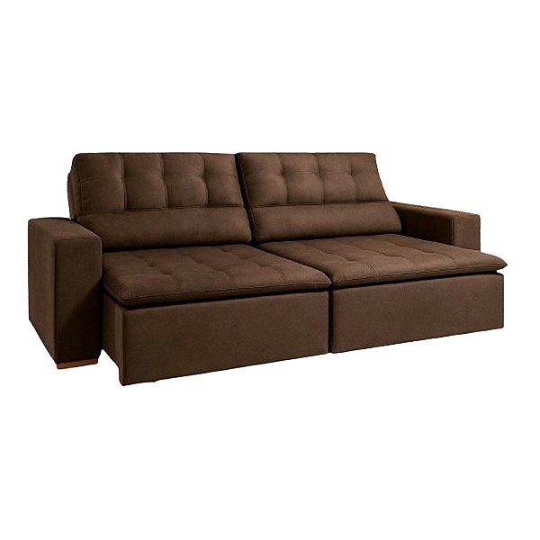 Sofá Retrátil Pinheiro Cairo 2,00m Reclinável Tecido Veludo 105B Marrom