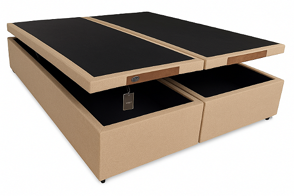 Base Baú Dream Box Queen Bipartido Evolux 1,58m Linho Bege