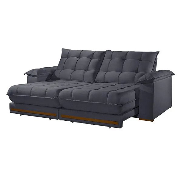 Sofá Retrátil Teixeira Barcelona 2,90m Pillow TEC330 Chumbo