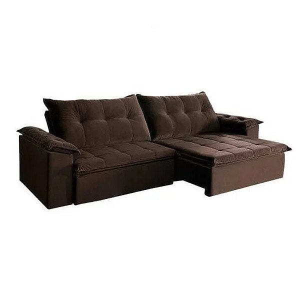 Sofá retrátil Ecotec Soberano 2,30m Tecido Boucle mARROM