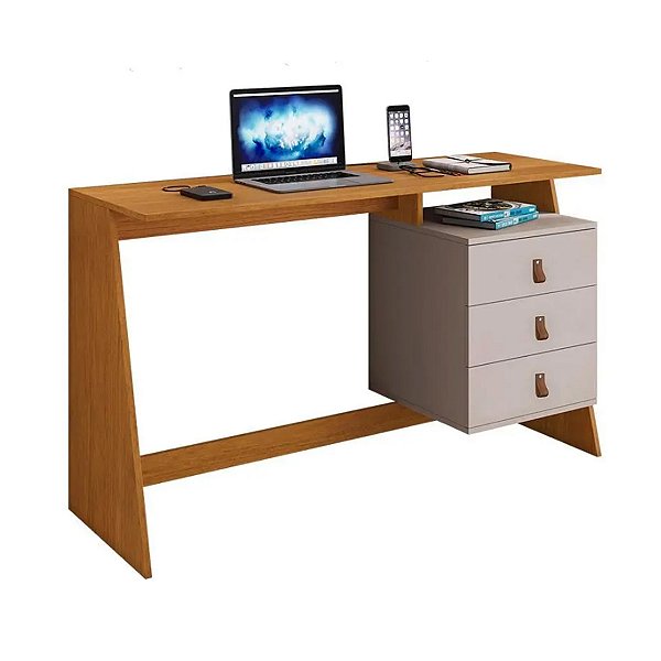 Escrivaninha JCM Gaby 1,21m x 0,75m Cinammo com Off White