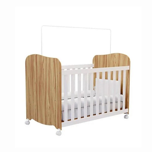 Berço Peroba Uli Americano 0,98m x 1,32m x 0,76m Branco com Amêndoa