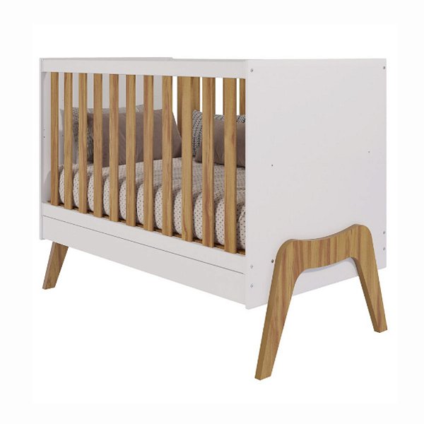 Berço Peroba Guti Retrô 1,04m x 1,38m x 0,76m Branco com Amêndoa