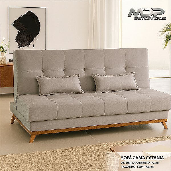 Sofá Cama MDP Catânia 1,20m x 1,88m Tecido 03 Bege