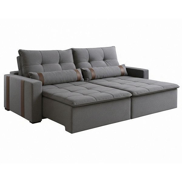 Sofá Pinheiro Londres 2m Retrátil Reclinável HR-33 Veludo Bege