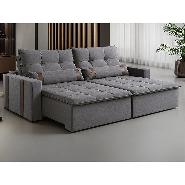 Sofá Retrátil Pinheiro Londres 2,00m Reclinável Tecido Veludo Bege