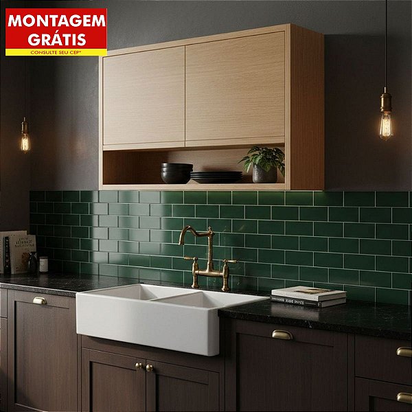 Armário Aéreo Cozinha Nesher Condessa Modulado 2 Portas 1 Nicho Carvalho