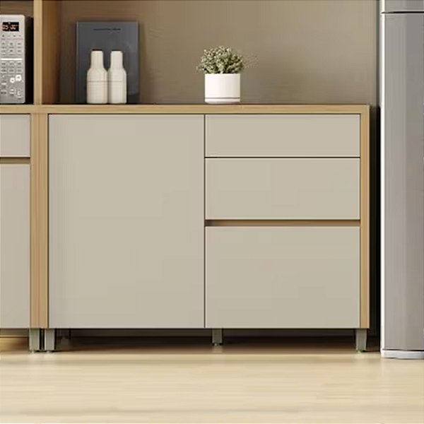 Balcão de Cozinha Nesher Condessa Modulado 1 Porta 3 Gavetas Carvalho/Greige