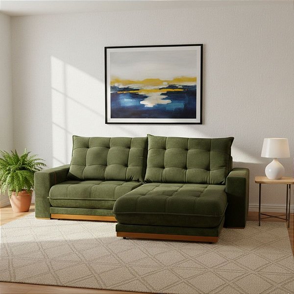 Sofá Retrátil Teixeira Guaxupé Pillow Top 2,90m Boucle Verde