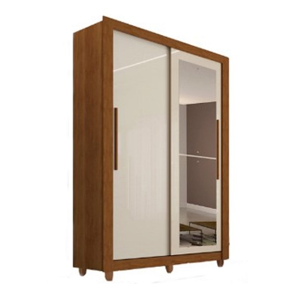 Roupeiro Salleto Linhares 2,13m x 1,26m x 0,47m 2 Portas Flex 2 Gavetas Cinamomo com Off White