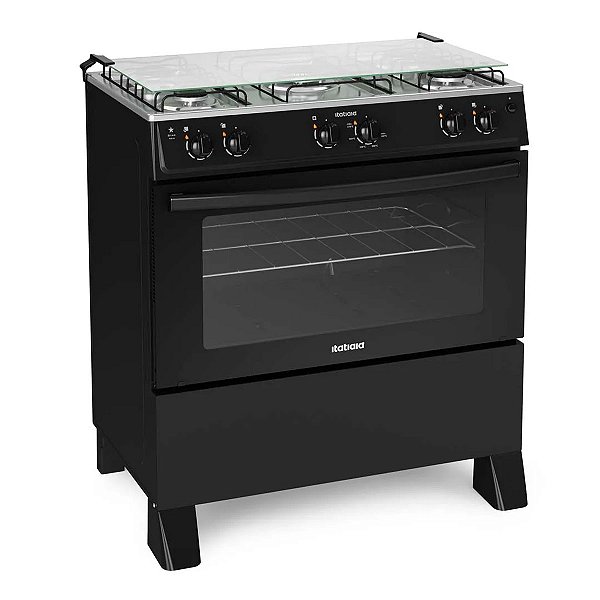 Fogão Itatiaia 5 Bocas Star New Preto Acendimento Automático