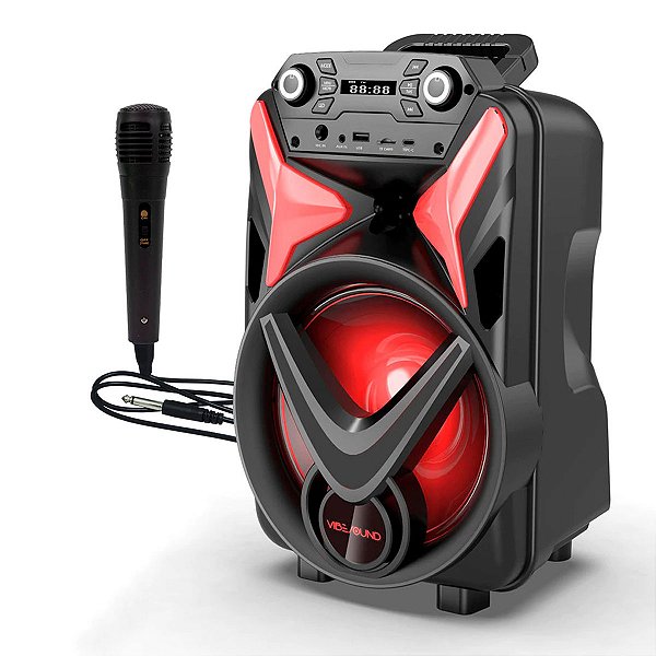 Caixa Som Bateria 340W Rms Bluetooth Microfone Fm Usb Bivolt Vibe Sound Vs002 - V8 Power