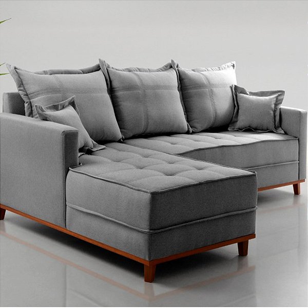 Sofá Evidence Milão 1,50m x 1,05m x 0,80m com Chaise Cinza