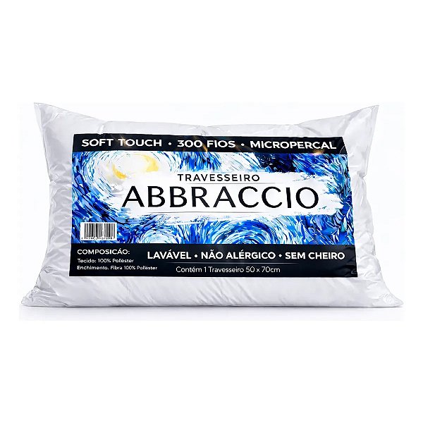 Travesseiro Luftex Abbraccio 300 Fios Suporte Médio 50x70cm Antialérgico