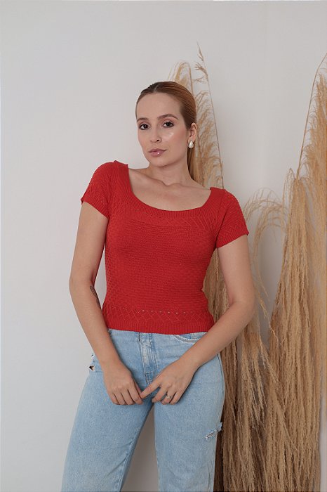Blusa Cropped Feminina Manga Curta