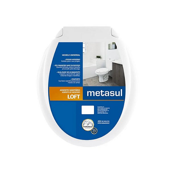 ASSENTO SANITARIO OVAL UNIVERSAL LOFT BRANCO PLASTICO METASUL