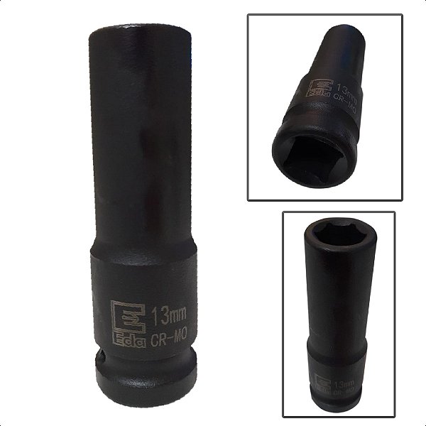 Soquete Longo De Impacto Sextavado 13mm x 1/2’'Pol Em Aço