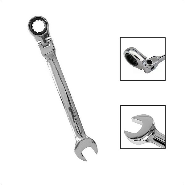 Chave Combinada Catraca Cabeça Articulada 17mm Cromo Vanádio