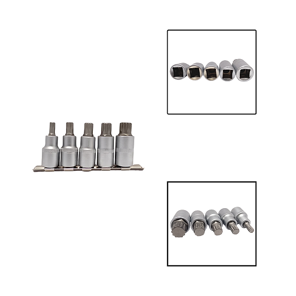 Jogo Soquete Ponta Multidentada 1/2" C/ 5 Peças M8 a M16 Crv